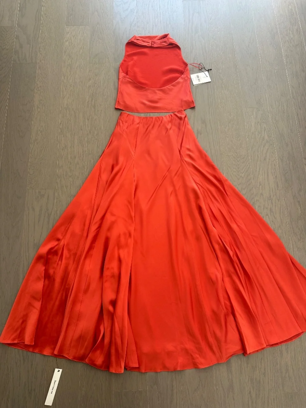 Reformation SERA Two Piece Silk Maxi Skirt Set Red Coral Orange Sz 2 - With Tags - Picture 6 of 10